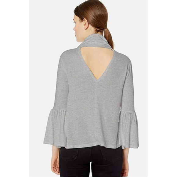 NWT Jack by BB Dakota Top Pullover Cut Out Back Cowl-neck Flared Sleeve Grey XS - Picture 1 of 8